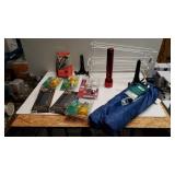 Two Chair Umbrellas, Light Bulbs, Flashlights And