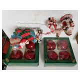 Christmas Balls, Santa Sleigh Figure. Santa