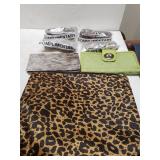 Leopard Print Cosmetic Bag,  Leather Belts, Green