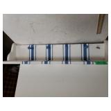 Blue/white Striped Wooden Wall Shelf With Pegs