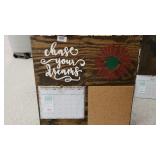 Calendar And Cork Board Wooden Plaque