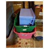 (3) Mismatched Plastic Totes- No Lids