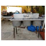 Large 3-tub Stainless Steel Sink
