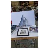 (2) Boat Models, A Framed Picture of Boat Drawing