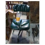 Vintage Metal Green Cushion Rolling Office Chair