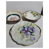 Pink/yellow Flowered Bowl, Green/yellow Bowl &