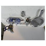 Glass Creamer Set, Glass Pitcher,  Silver Like