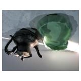 Green Dish, Silver Like Tea Pot
