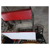 Red & White Table With Fold Out Benches