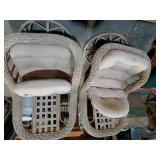 Beige Wicker Cushioned Captains Chairs