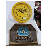 Myers Rum Clock,  Molson Beer Sign