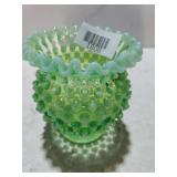 Green Beveled Glass Vase