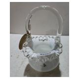 Signed Fenton Glass Co Hand Painted Basket