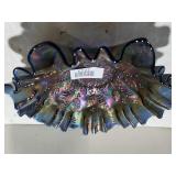 Metallic Blue Beveled Glass Dish