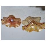 Orange Beveled Glass Candy Dishes