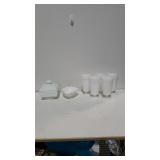 (5) Cups, Bowl With Pedestal, And More