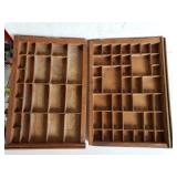 Wooden Vintage Letter Tray & Shadow Box Figure