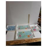 (3) Floral Prints Ted Plastic Trays, A Plastic