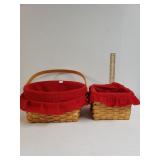 (2) Red Lined Woven Baskets