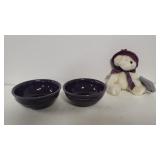 Two Longaberger Soup Or Salad Bowls And Bear