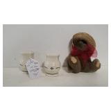 Longaberger Salt And Pepper Shakers With A Bear