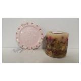 Longaberger Pottery Pink Wall Hanger And Candle