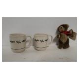 Longaberger Coffee Mugs And A Bear