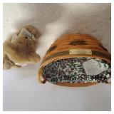 1999 Longaberger Popcorn Basket With Boyds Teddy