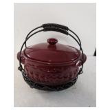 Burgundy Soup Bowl With Carrying Holder