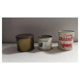 Two Crab Meat Cans And One Oyster