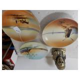 Ben Franklin Brass Head Statue &  Noritake