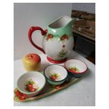 Pioneer Women Large Pitcher & Dip Tray & Glass