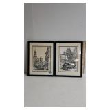 (2) Framed Drawings Of France