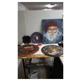 (3) Painted Wood Wall Decor, Painting Of Santa,