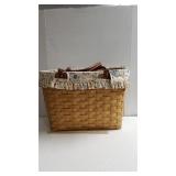 Longaberger Basket With Floral Lining.