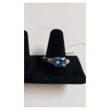 Size 11 Sterling Silver Ring With Blue Stone
