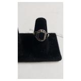 Size 7 Sterling Silver Ring With Black Stone