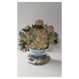 Vintage Cast Iron Flower Basket Doorstop