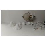 Glass Lamp And 2 Candle Holders