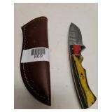 Yellow Handle Knife With Leather Cover