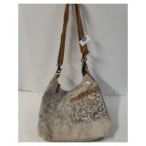 Myra Beige Floral Shoulder Bag