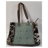 Myra Green Floral Tote Bag