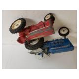 Red & Blue Vintage Model Tractors