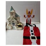 Christmas Church,  Angel Candle Holder & Santa