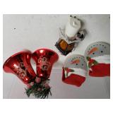 Christmas Bell, Light Up Snowman & Santa