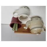 Tea Kettle, Dip Crock,  Bread Basket Brick, Small