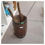 Wooden Barrel With Mule Hauling Hookups
