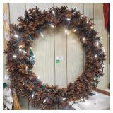 29" Lit Pinecone Wreath (Works)