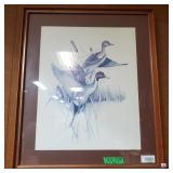 Framed Painting Of Ducks Taking Flight Signed