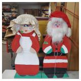 Wooden Cutouts Of Santa And Mrs. Claus